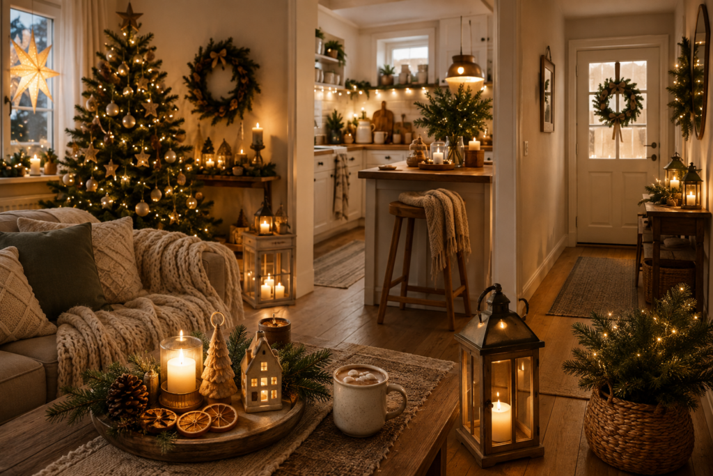 gemütliche Wohnung mit hellen Details, weihnachtlich