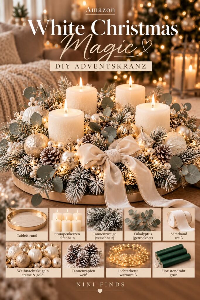 Adventskranz weiß opulent